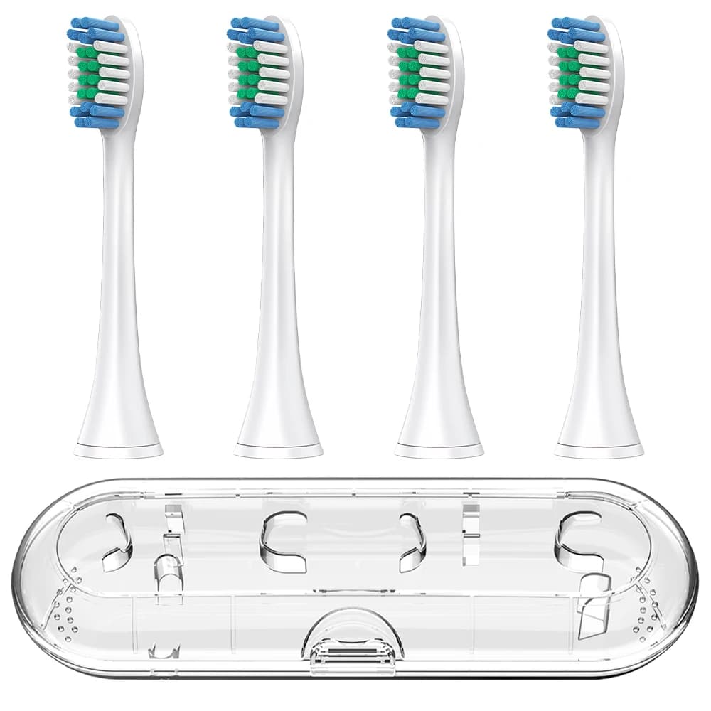 4 testine di ricambio e custodia trasparente per spazzolino da viaggio compatibili con lo spazzolino elettrico Philips Sonicare, per 4100 1100