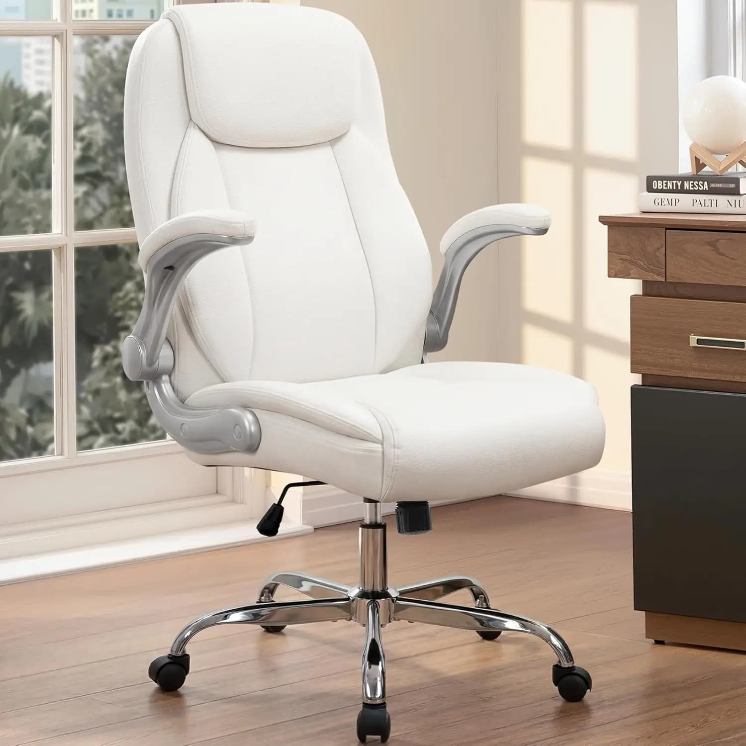 Office Desk Gaming Computer Home Chair Ergonomic Executive High Back Support Flip-up Arms Adjustable Height Swivel Rolling Wheel