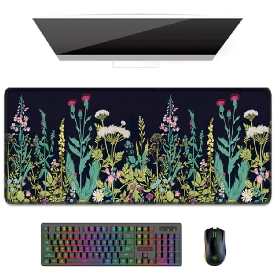 Desk Pad, XL Extended Large Gaming Mouse Pad 31.5 x 11.8 Inch, Waterproof Mousepad with Stitched Edges, Non-Slip Computer Keybo