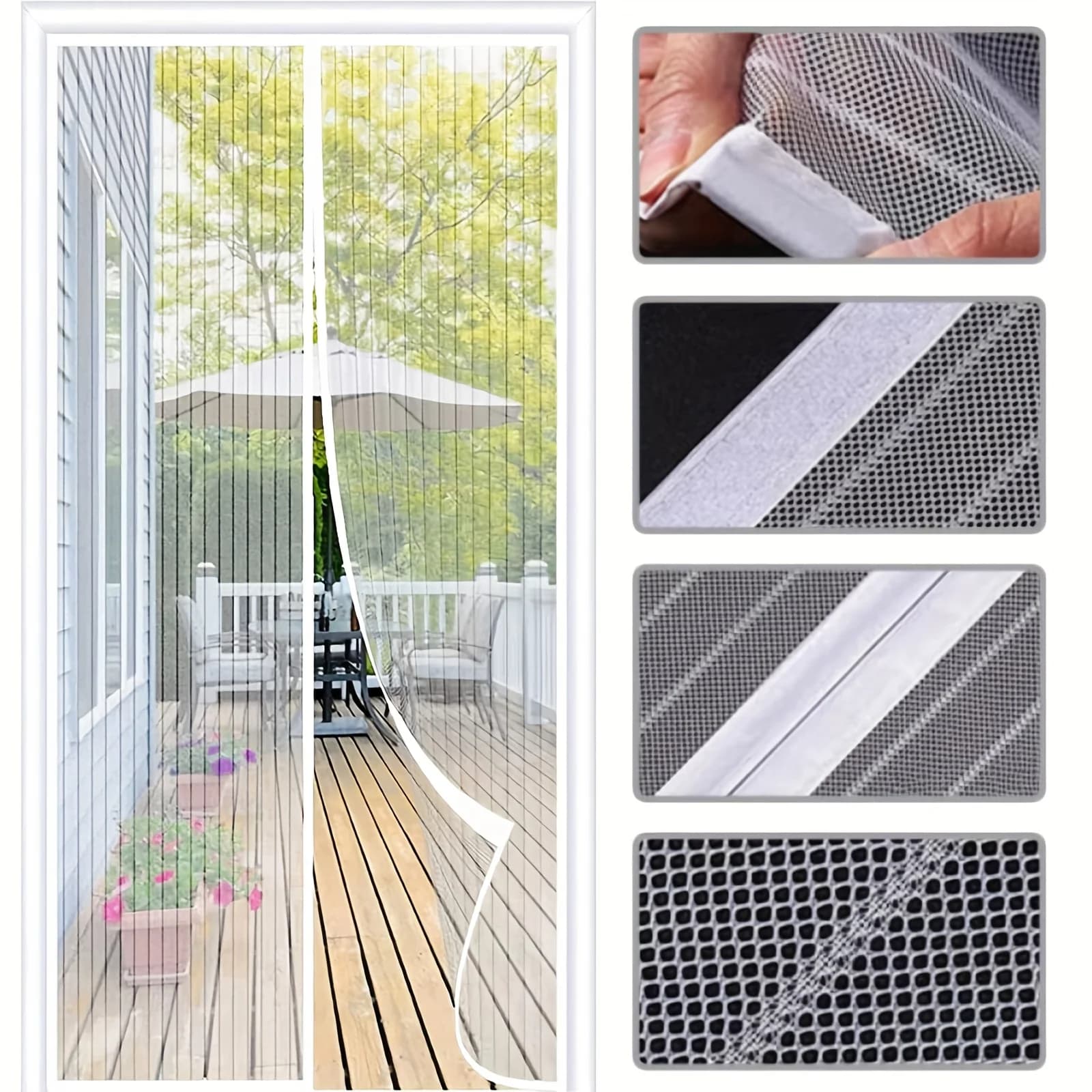 Zanzariera Magnetica Autochiudente per Porte, Schermo Traspirante in Poliestere per Porte Esterne e Balconi, Filtro Privacy Facile da Pulire