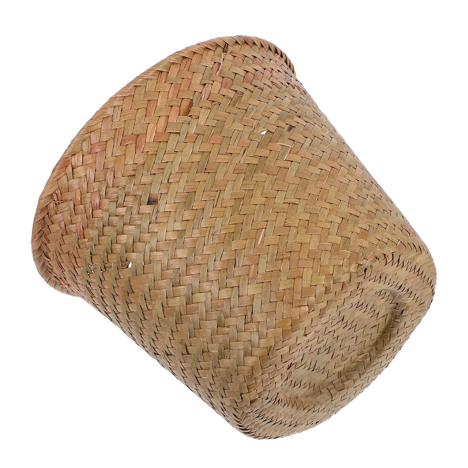Cesto portaoggetti in erba marina intrecciata, organizer da scrivania multiuso, contenitore compatto per oggetti vari, cestino per rifiuti, porta vaso per fiori, per camera da letto