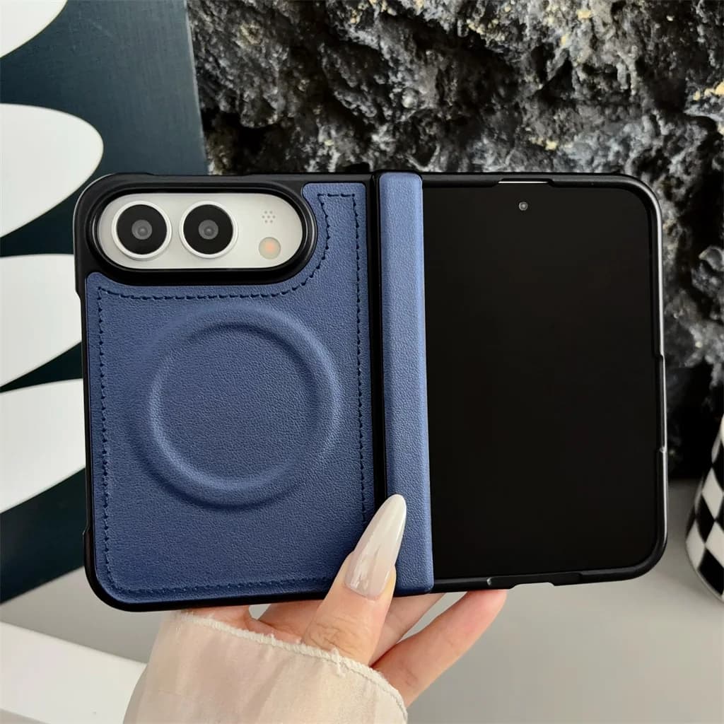 For MagSafe Magnetic Hard Shell Phone Case For Apple iPhone Duo 18 Fold Hinge Full Protection PU Leather Shockproof Cover
