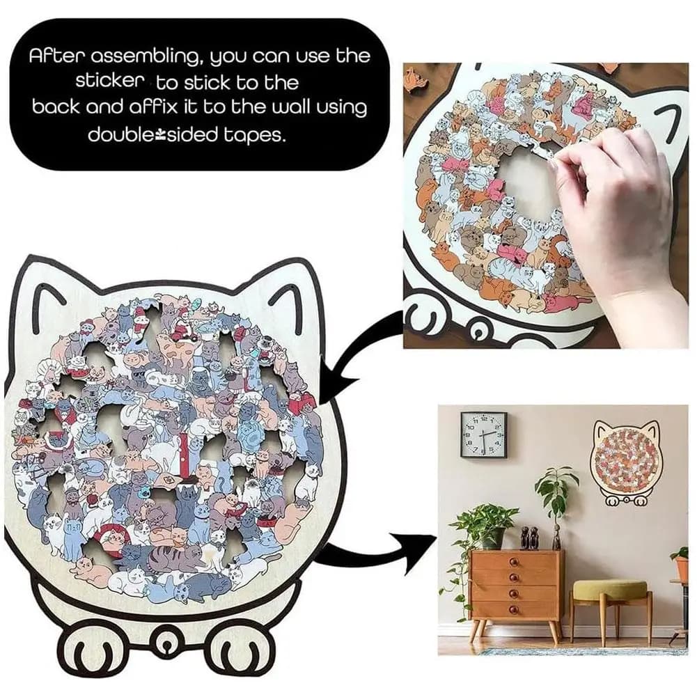 50-135 pezzi puzzle in legno per gatti color Morandi con cornice silhouette per gatti macaron pezzi per gatti tagliati a colori ornamenti puzzle per gatti