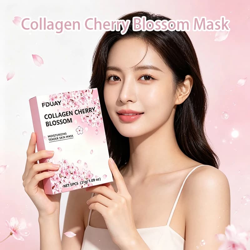 Collagen Cherry Blossom Moisturizing Tender Skin Facial Mask, Deep Hydrating, Softening & Nourishing Sheet Mask