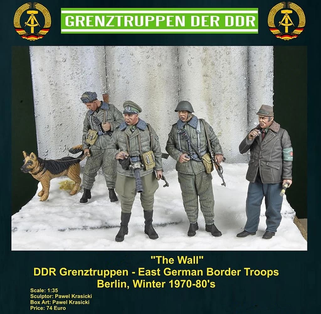 Kit modello 1:35 kit resina The Wall, DDR Grenztruppen, Berlino, Inverno anni '70