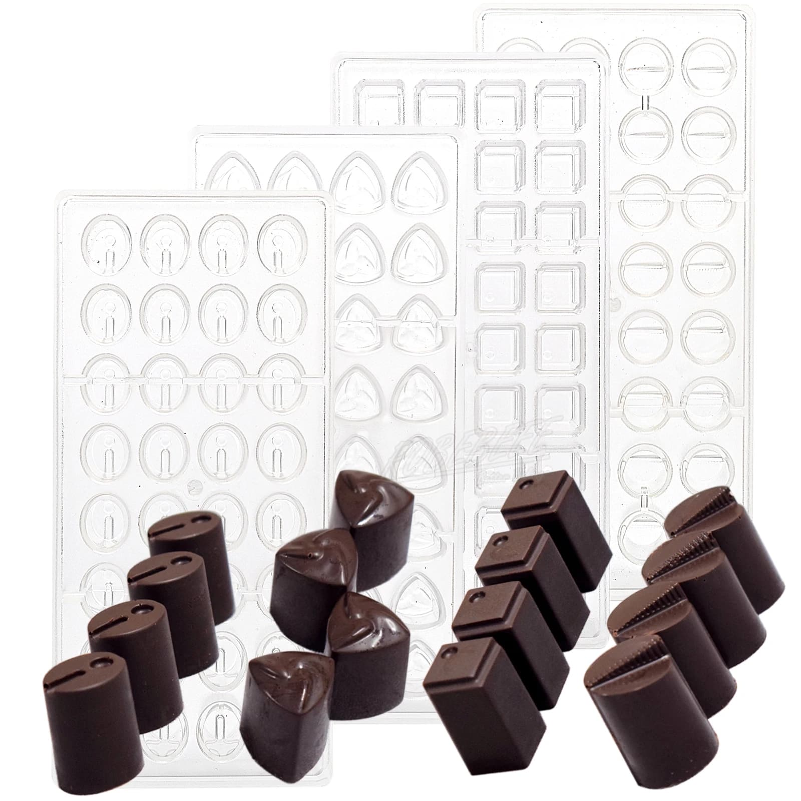 4 disegni ovale Trigon quadrato rotondo forma cilindrica policarbonato cubo di cioccolato stampo Candy Ice Cube Sugarcraft Maker cottura fai da te