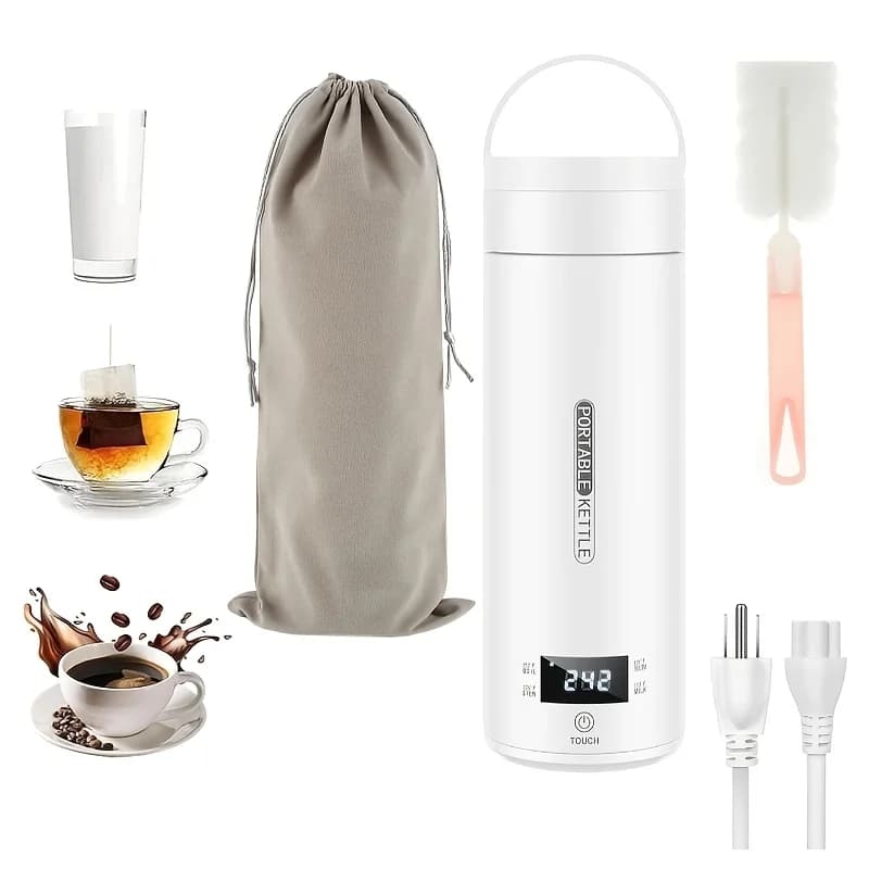 Compact Travel Electric Kettle: Stainless Steel Portable Kettle, With Automatic Shutdown Centre4 Preset Heating Settings Anti-seak
