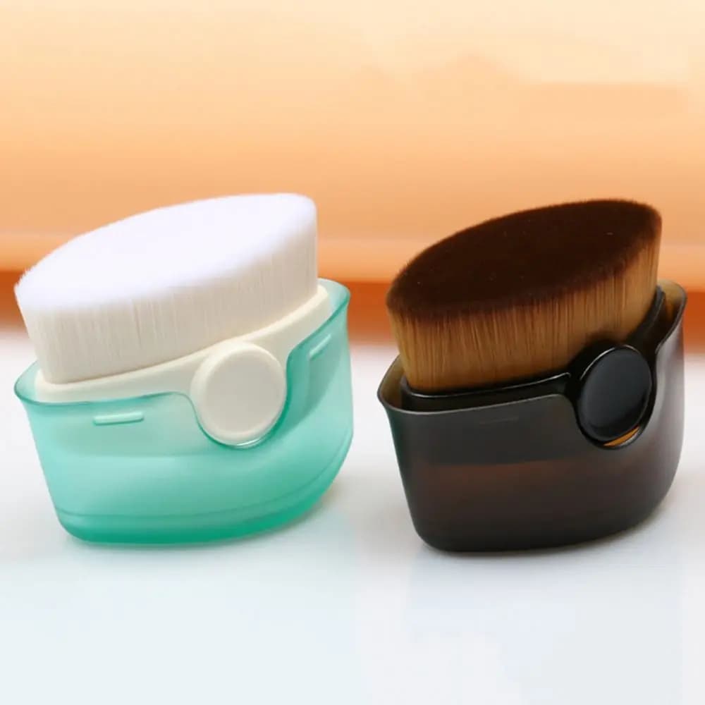 Professional Liquid Foundation Brush Large Soft Contour Silhouette Brush with Cover Blush Powder Seamless Base Brush Women