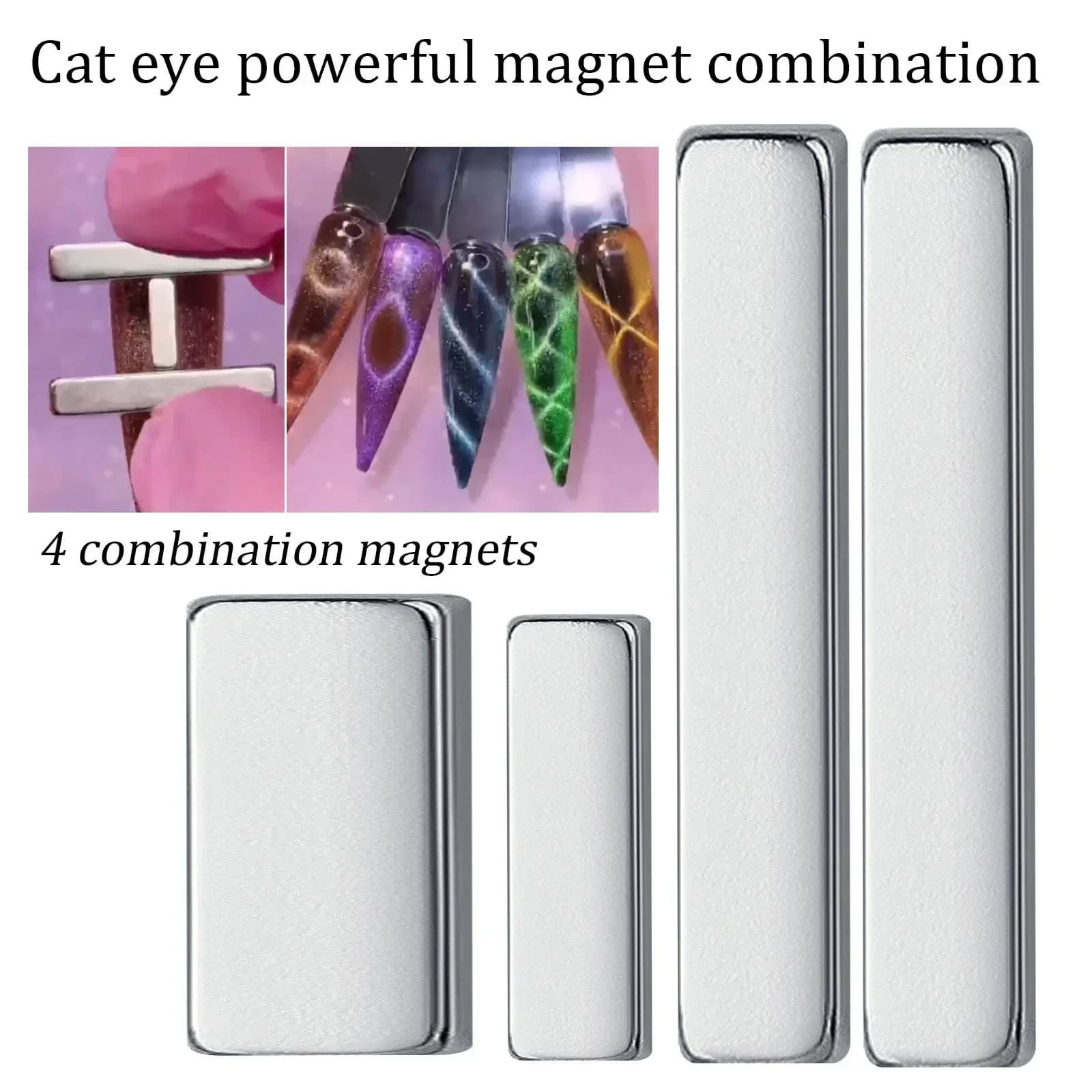 5 set di bastoncini magnetici per unghie effetto occhio di gatto, 4 combinazioni di magneti, gel UV, effetto striscia 3D, tavola magnetica multifunzione, strumento per nail art