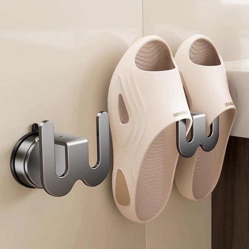 Portascarpe da Bagno con Ventosa, Ganci Impermeabili da Parete Senza Foratura, Porta Ciabatte Asciuganti, Gancio per Ciabatte da Bagno con Drenaggio