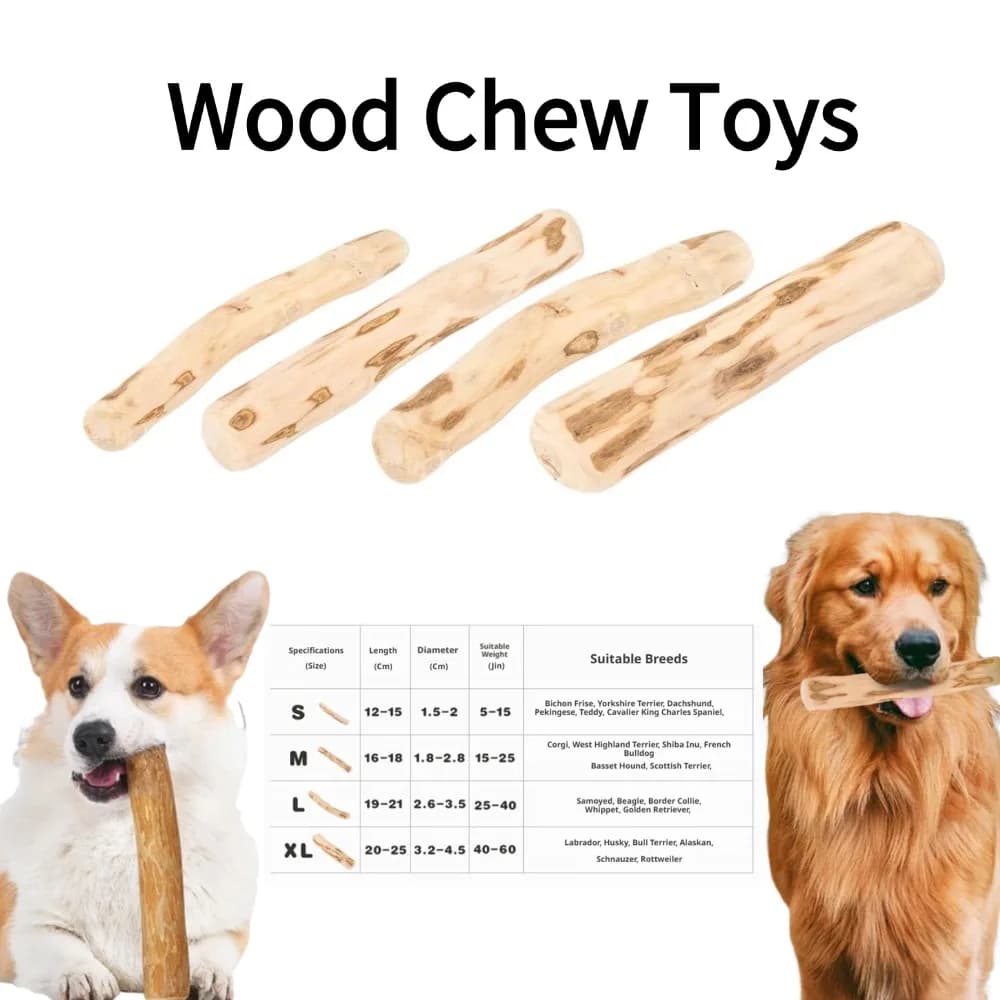 Natural Coffee Wood Dog Chew Toy Durable Wooden Stick for Puppy Medium Large Dogs Dental Teeth Cleaning Stress Relief Supplies