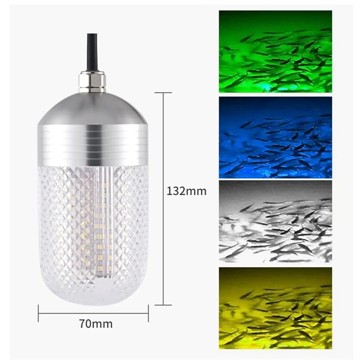 X08A Underwater Fishing Light 80W 12-24v High Bright LED Submersible Fish Attracting Light for Docks, Boats or Kayaks