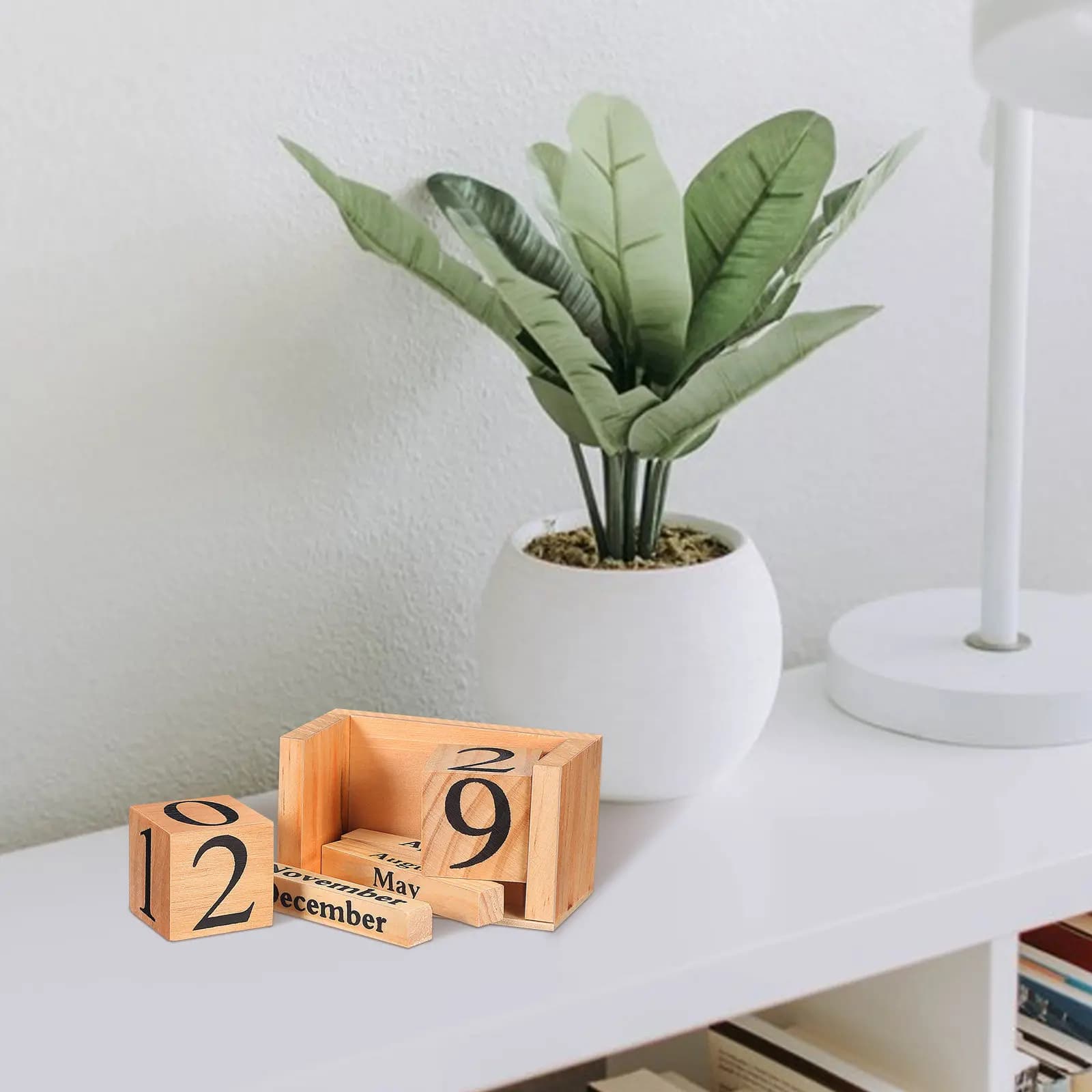 Calendario da Scrivania in Legno, Calendario Perpetuo a Blocchi, Stile Europeo, Elegante Accessorio per Ufficio, Decorazione da Scrivania