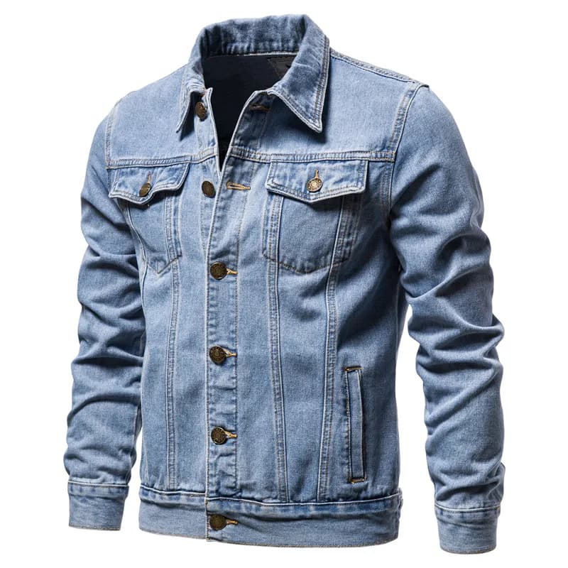 2025 Autunno Uomo Solid Denim Giubbotti Moda Moto Vintage Jeans Giubbotti Hommes Slim Fit Cotone Casual Nero Blu Cappotti