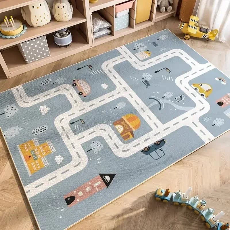 VIKAMA Cartoon Crystal Velvet Carpet for Living Room Sofa Cushion, Large Area for Children's Bedroom Side Rug, Home Decoration
