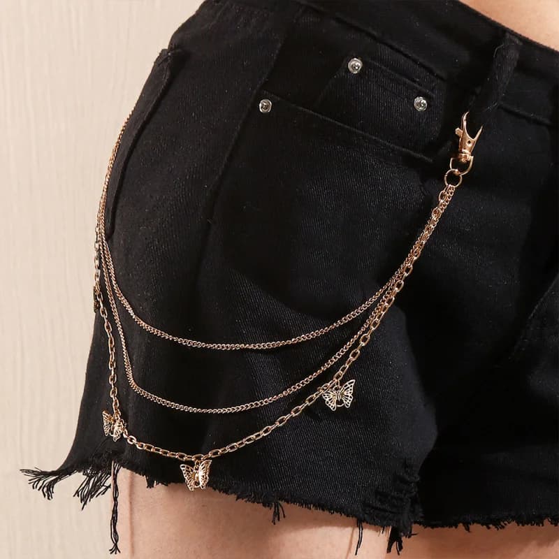 Catena a strati con farfalle - Accessorio in denim JK Fashion & Unisex, stile street edgy.