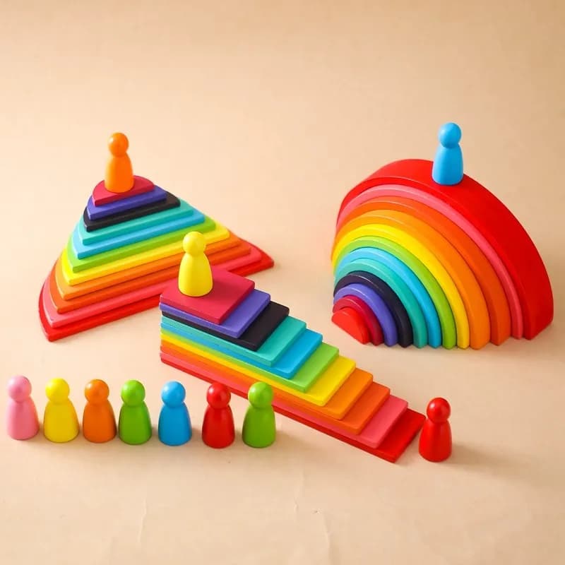 Giocattoli a blocchi di legno Montessori Baby Building arcobaleno impilabile giocattolo a blocchi per bambini arco gioco educativo equilibrio impilabile regalo a blocchi