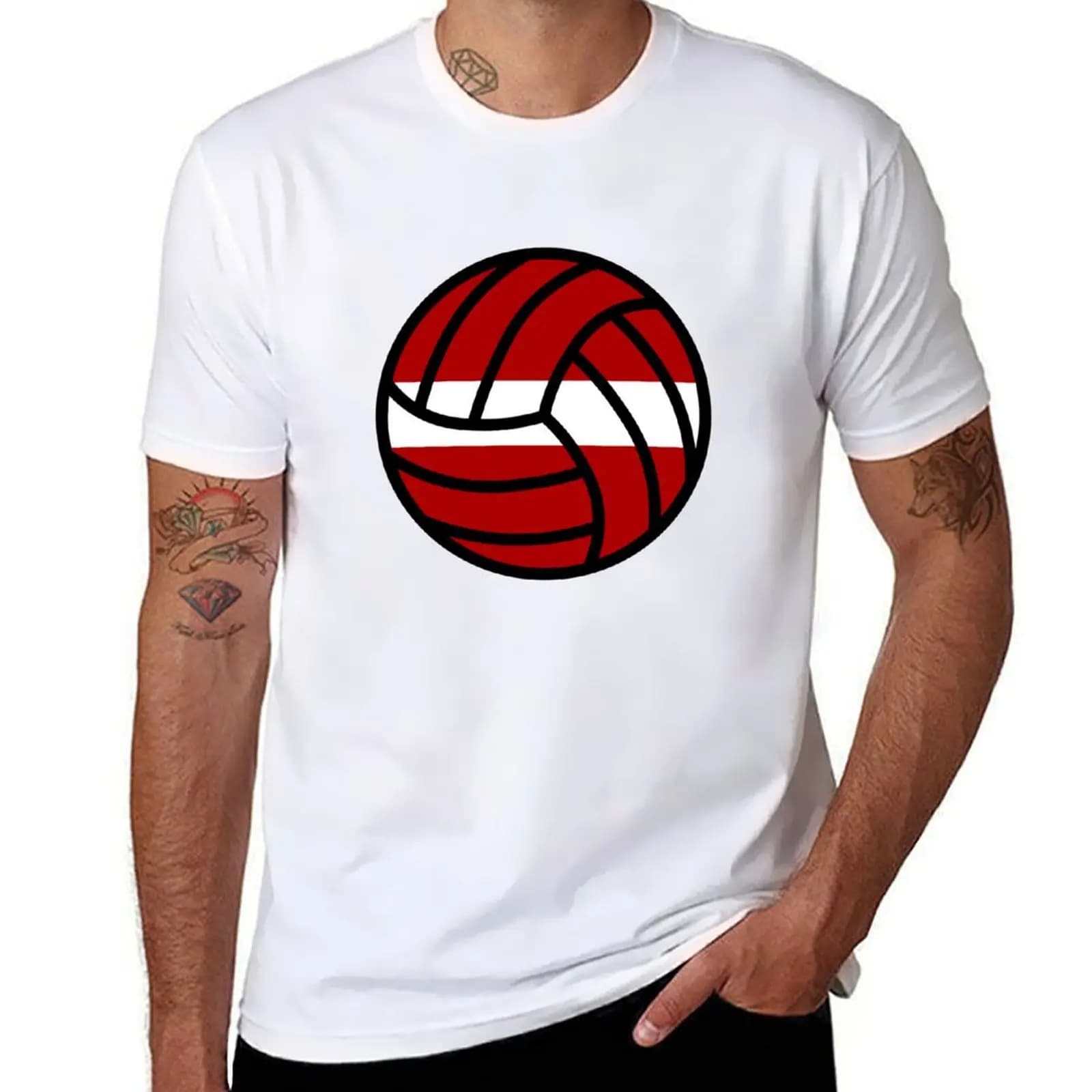 Latvia Volleyball T-shirt, Workwear, Short Sleeved T-shirt