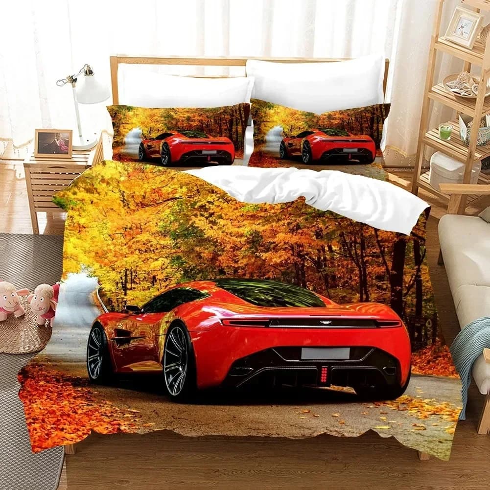 Auto sportiva Auto da corsa Comodo copripiumino Copripiumino Federa Set biancheria da letto Decorazione camera da letto per bambini Tessili per la casa
