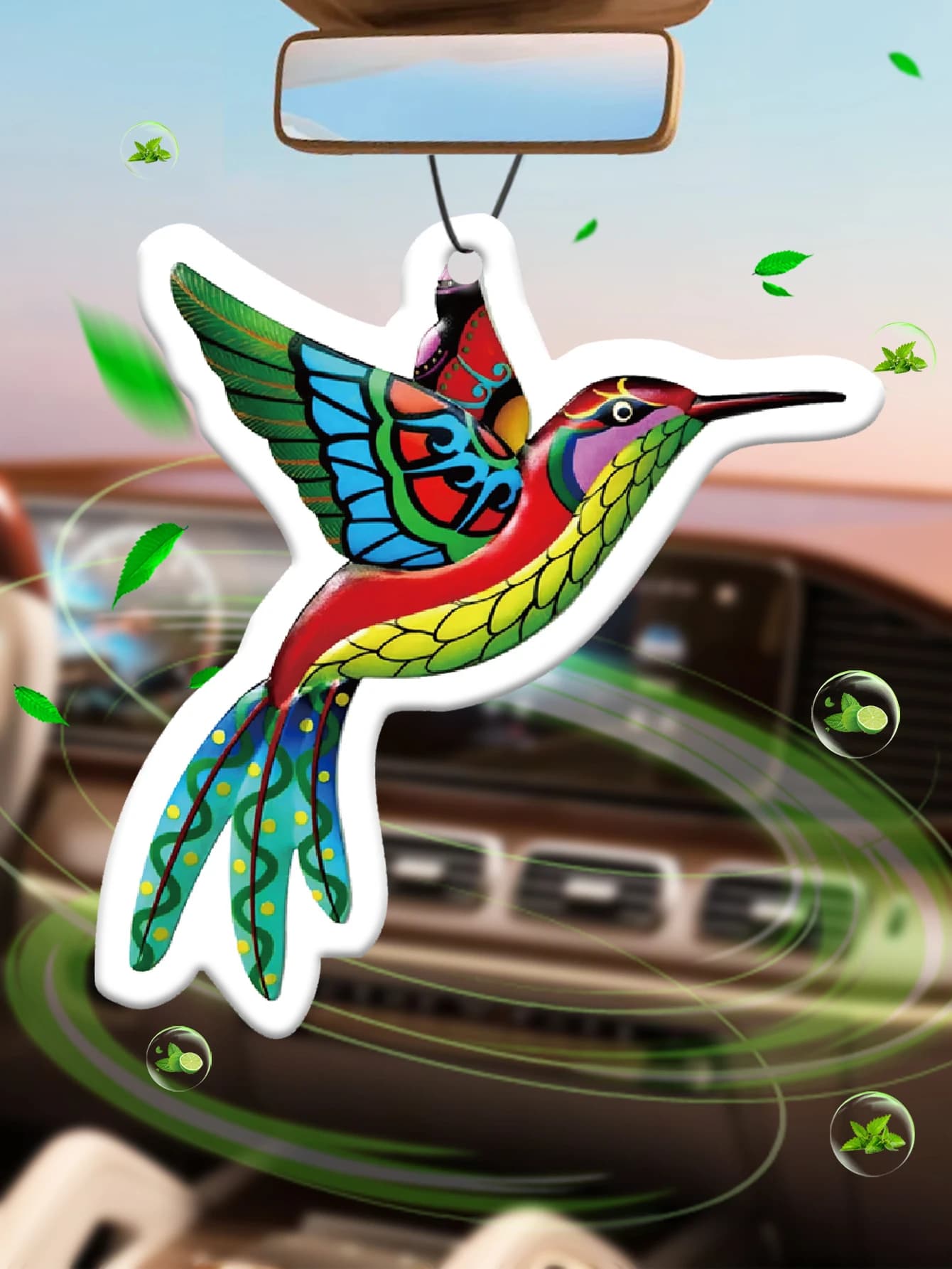 Hummingbird car perfume, long lasting fragrance, perfumed pendant for car, windproof packaging.