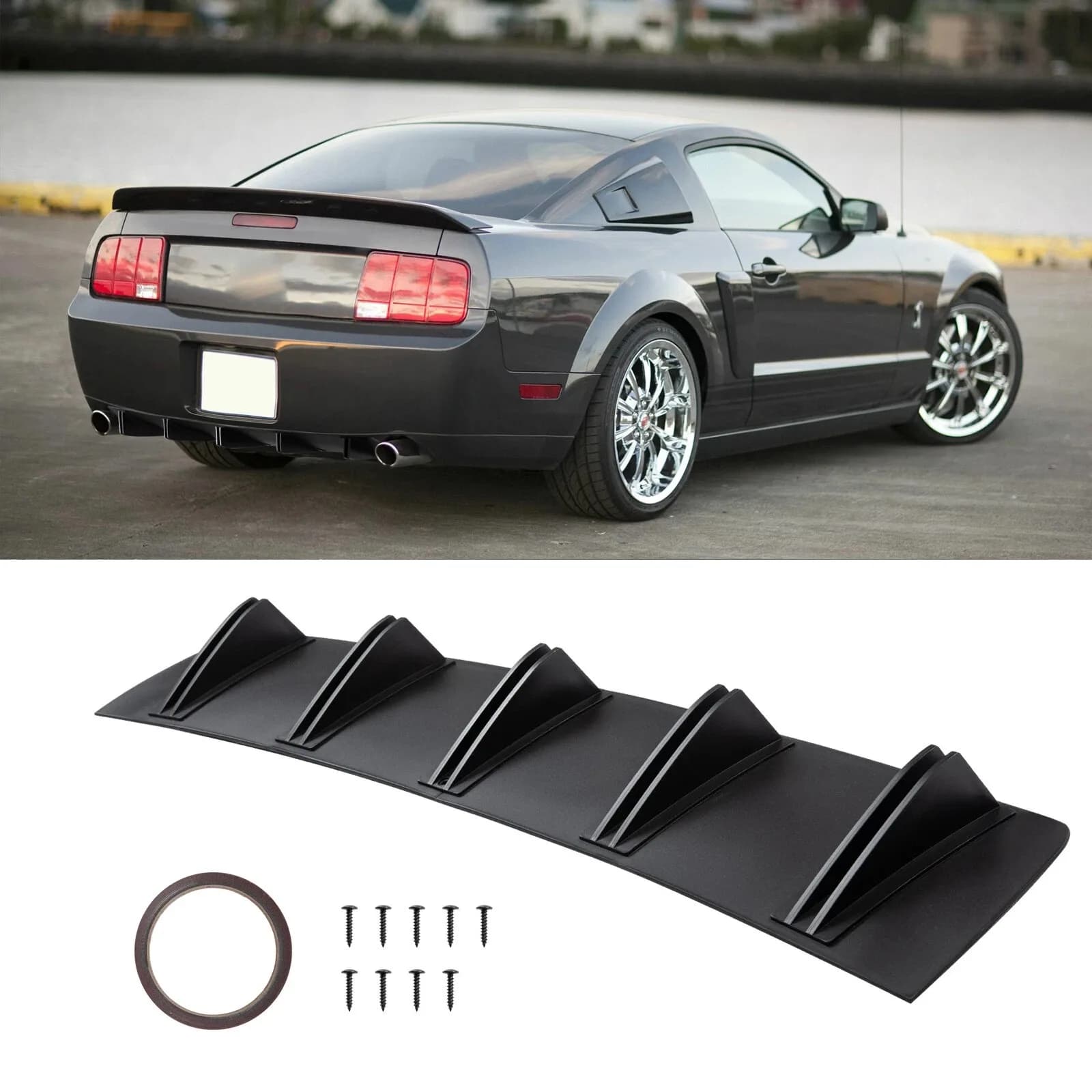 Diffusore Posteriore per Ford Mustang GT, Spoiler a 10 Alette Nero Opaco