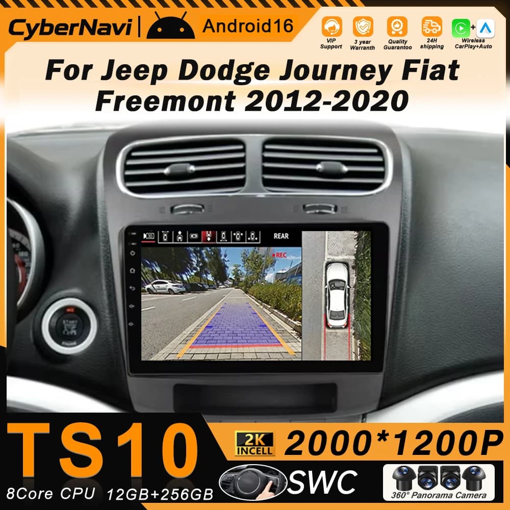 Autoradio Android per Dodge Journey JC 2011-2020, Lettore Multimediale Stereo con SWC, Carplay Wireless, 2 Din, Navigazione GPS, 4G, BT