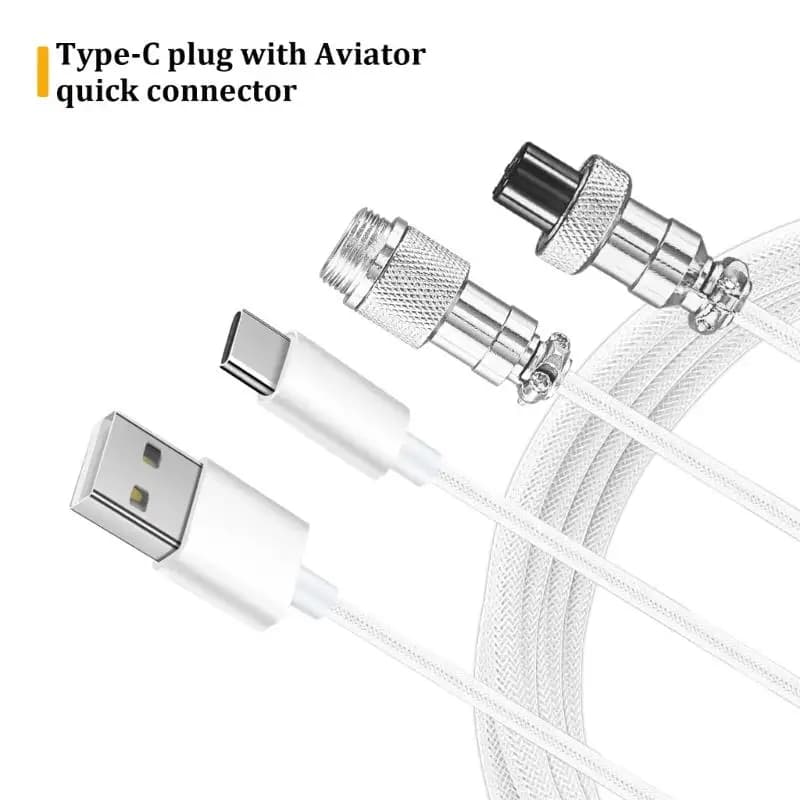 R53C USB Coiled Cable for Gaming Mechanical Keyboards Detachable Aviation Plugs