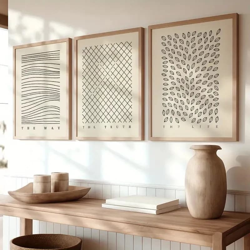 3pcs/set The Warm Bible Set Is A Modern Simple Canvas Line Art Printed Product, Suitable Home Decoration Living Rooms Bedrooms
