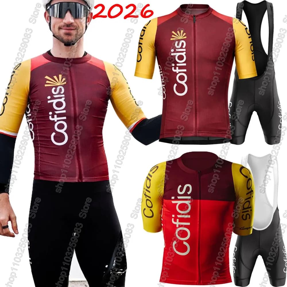 2026 Cofidis Team Cycling jersey Set France Man Summer Short sleeves Clothing Road bike suit Cycling shirt Shorts with straps Maillot