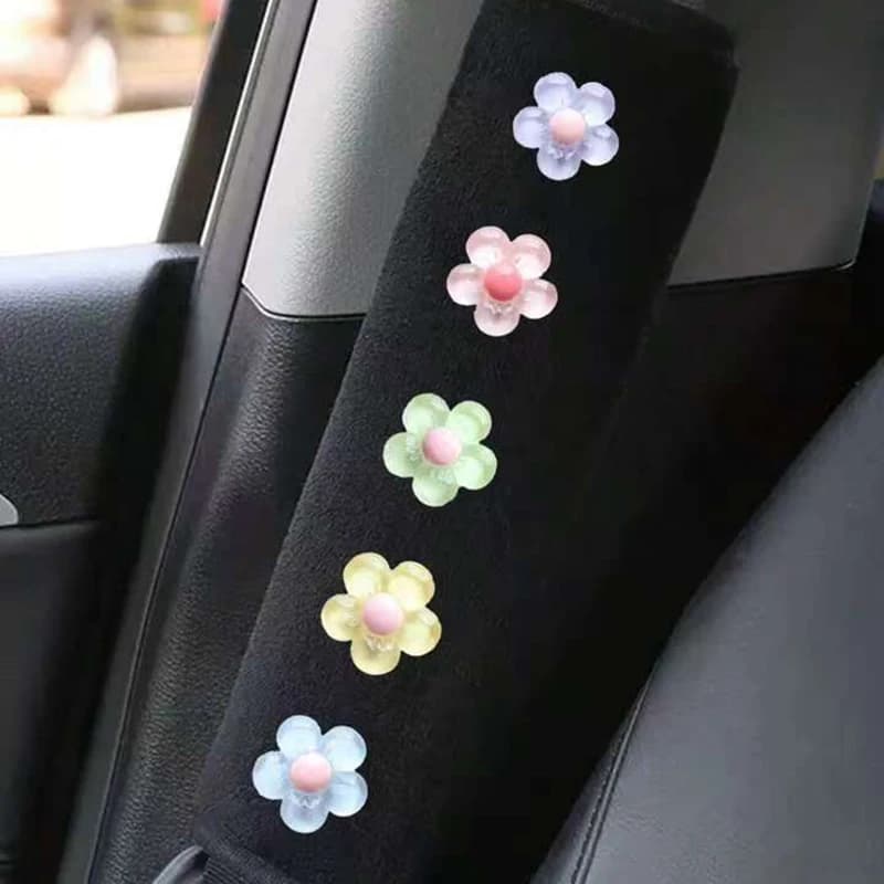 1/2 pezzi carino fiore di cristallo cintura di sicurezza per auto copertura della spalla cintura di sicurezza per auto copertura di sicurezza anti-stranglehold accessori interni per auto