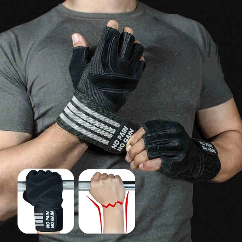 Weight lifting gloves with wrist support for heavy exercises Body Building Gym Training Fitness Handschuhe Training Crossfit Gloves