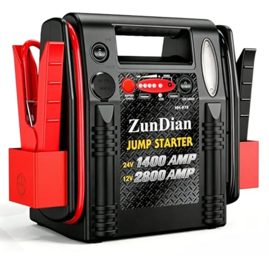 Avviatore di Emergenza Professionale 2800A per Veicoli 12V/24V: Alimentatore Portatile per Auto, Camion, SUV, Trattori, Camper; Supporta fino a