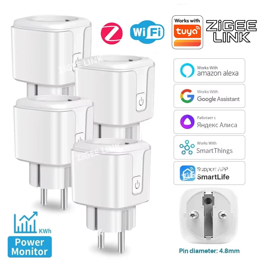 Smart ZigBee EU 16A/20A with Consumption Monitoring, Remote Control via App, Timer and Vocal Control Compatible with Tuya, Alexa, Google Home
