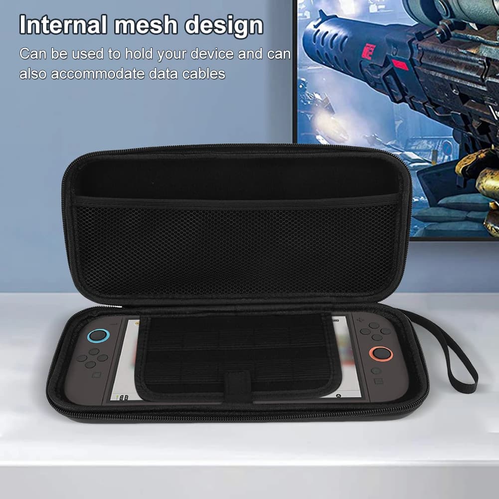 Custodia Protettiva in PU per Switch 2, Borsa da Viaggio con Porta Schede di Gioco (10 Posti), Borsa a Mano con Cerniera per Console Portatile Switch 2