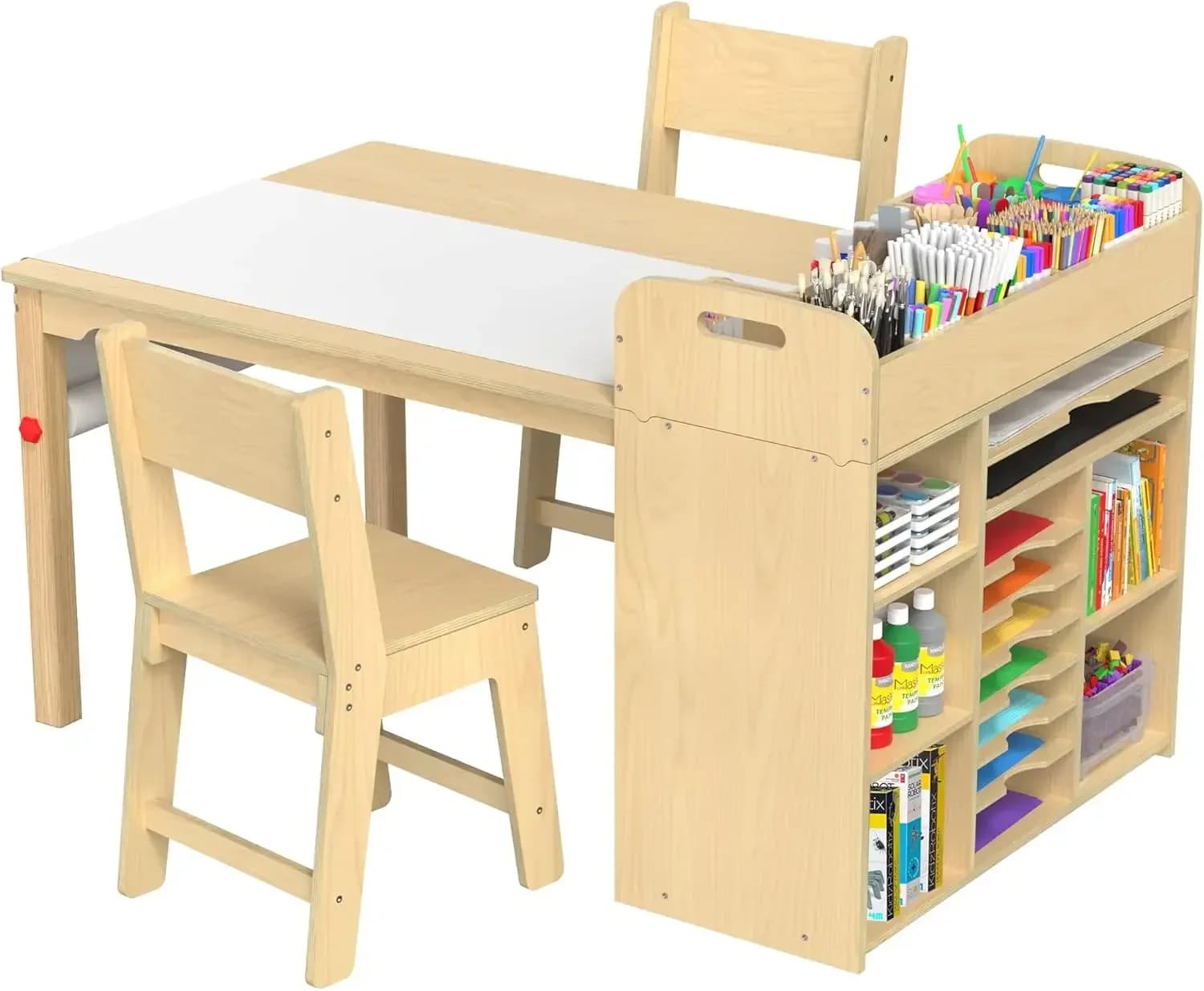 Set tavolo e sedie artistici per bambini Tavolo artigianale con grande scrivania portaoggetti e organizer portatile per forniture artistiche
