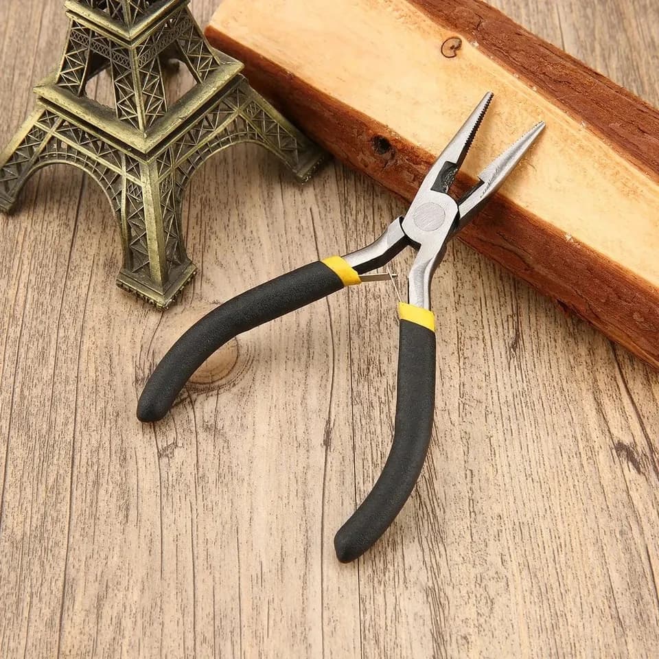 1 pz portatile durevole acciaio al carbonio forgiatura pinze per gioielli mini pinze leggere utensili manuali pinze a becchi lunghi piatti rotondi
