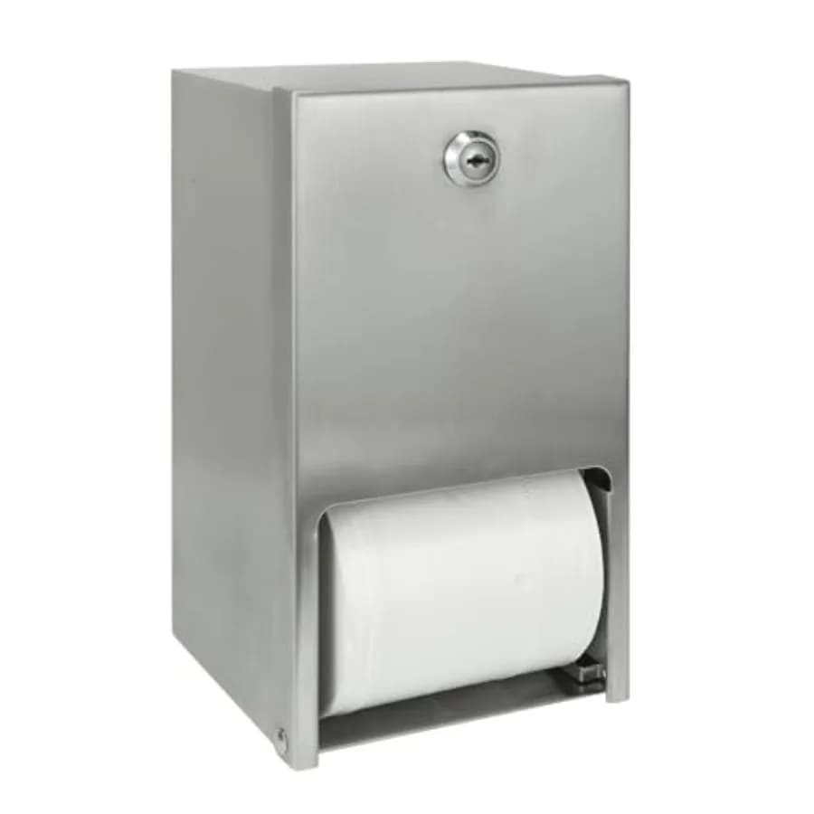 Dispenser per carta igienica commerciale in acciaio inossidabile a 2 rotoli, porta carta igienica resistente da parete con serratura per bagno/toilette