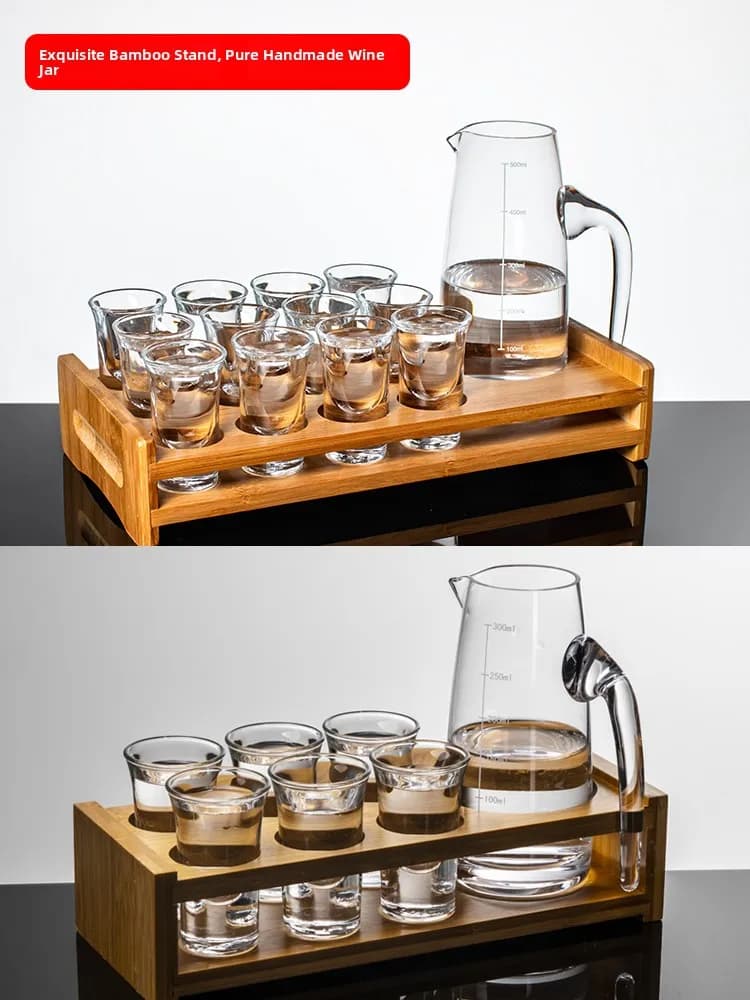 YISOMA Crystal Glass White Wine Cup Set Bullet Cup 12 Pieces 6 Set Chinese Style Hard Liquor Cup Small Pouring Pot
