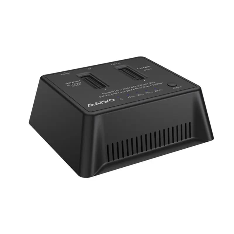 MAIWO Dual Bay SSD Duplicator M.2 Nvme AHCIX Enclosure With Clone Type-C 3.2 Gen2 X1 Storage Box M2 Hard Drive External Case