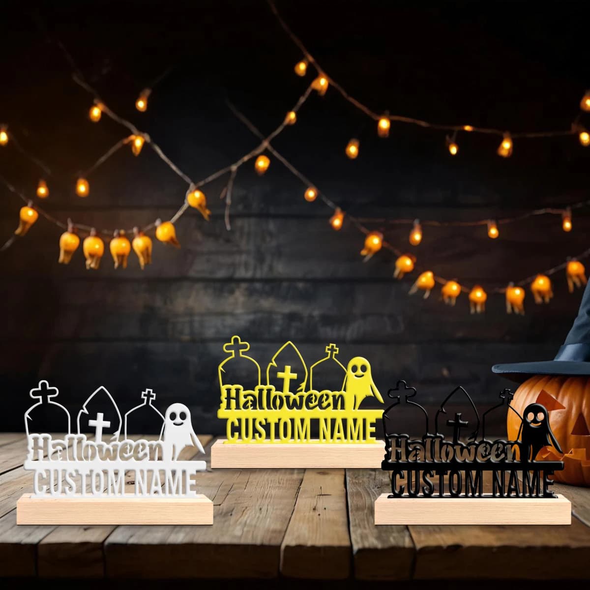 1pc Customizable Wrought Iron Desktop Decoration Custom Name Equipped with A Wooden Base Home or Office Decorations