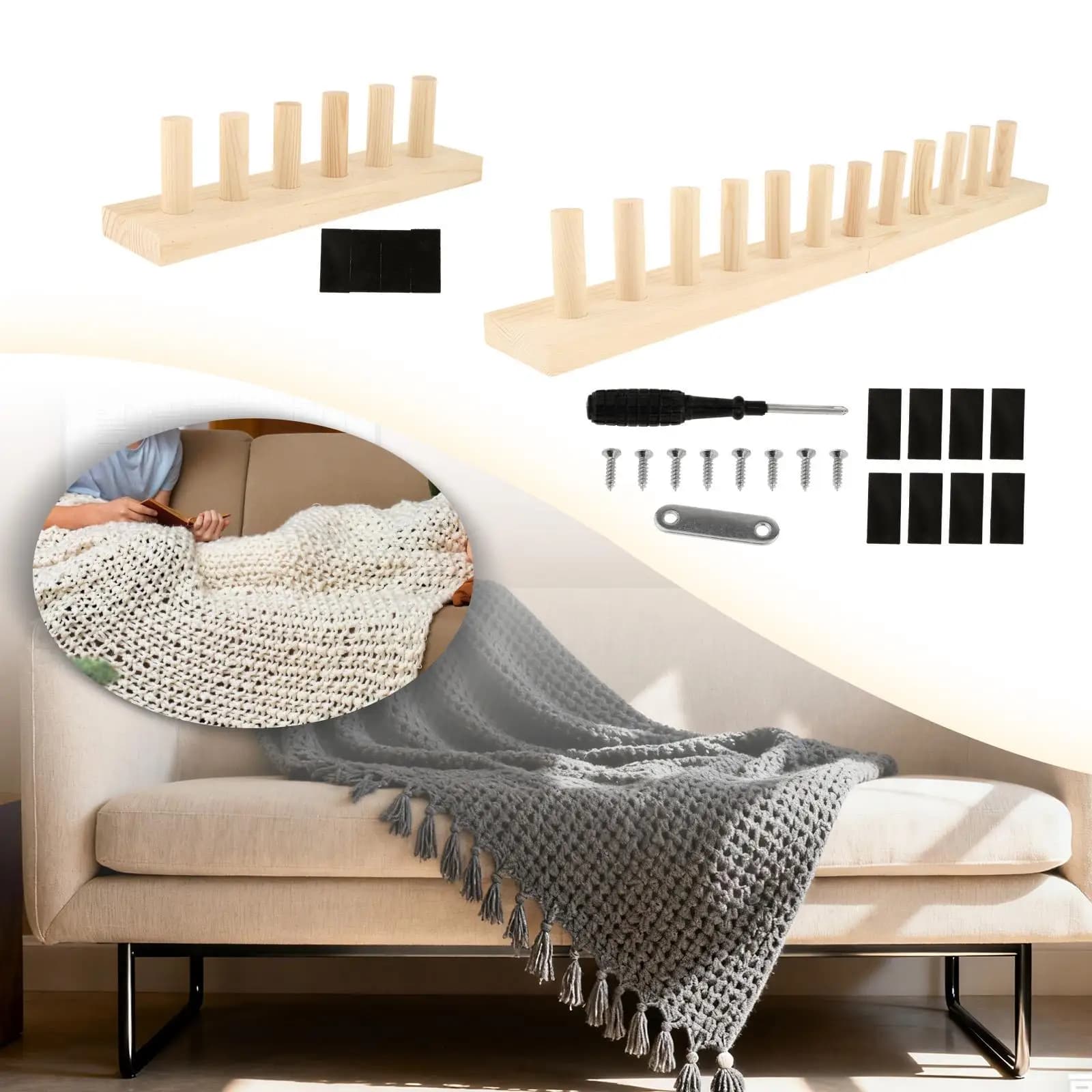 Chunky Blanket Loom Frame Versatile Sewing Adults DIY Lovers Hand Crochet Home Decor Party Sturdy Knitting Tool Weaving Tool