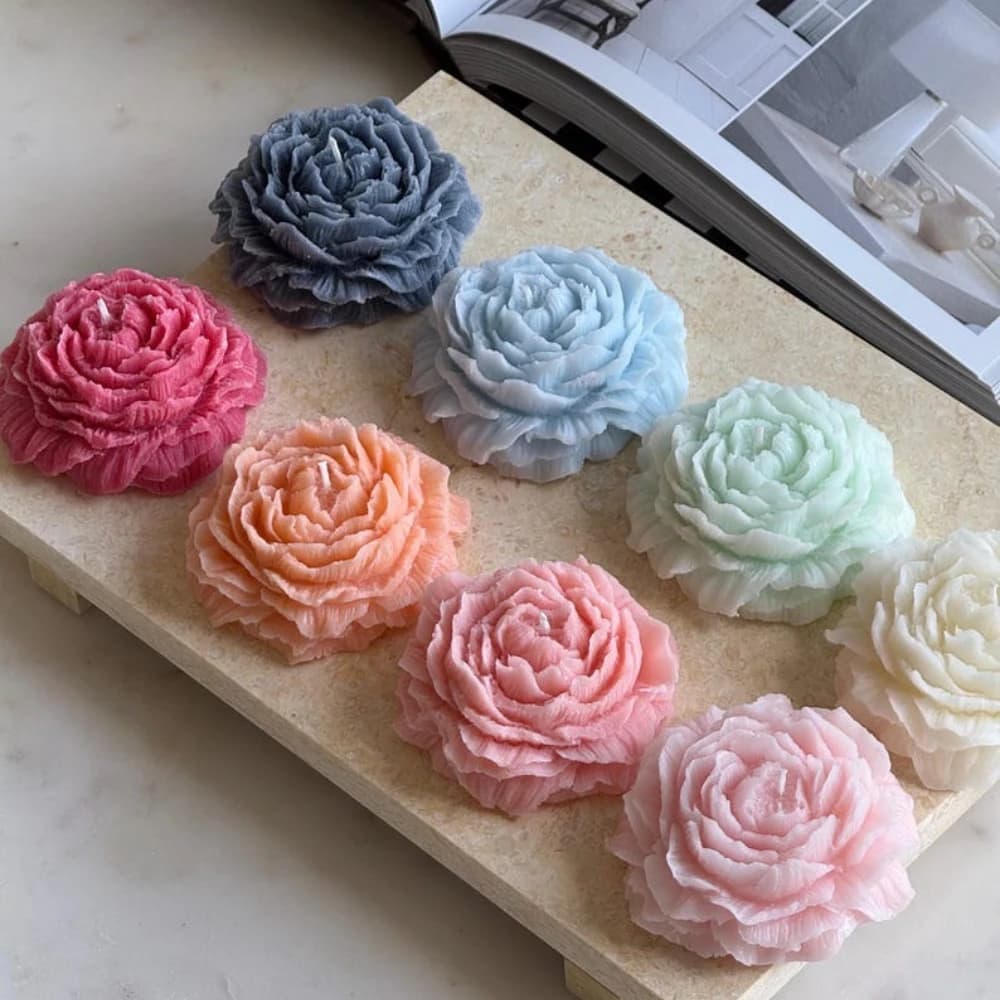 Stampo in Silicone per Candele a Forma di Peonia, Stampi in Resina per Candele Profumate, Strumento per Pittura e Creazione di Gypsum, Decorazioni Fai-da-Te per Matrimoni e Regali