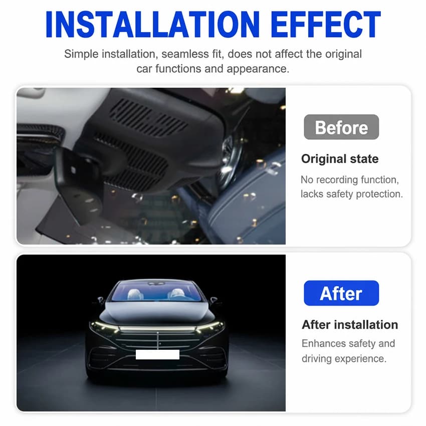 4K WiFi Car DVR Dashcam OEM Style Plug and Play Driving Recorder for Mercedes‑Benz EQS V297 2022‑2023 Hidden Vehicle Camera