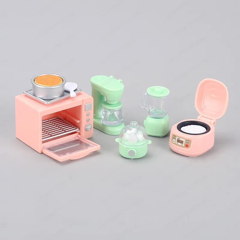Mini set da gioco di finzione fornello di riso elettrico frullatore per uova a vapore accessori per casa delle bambole giocattolo per bambini