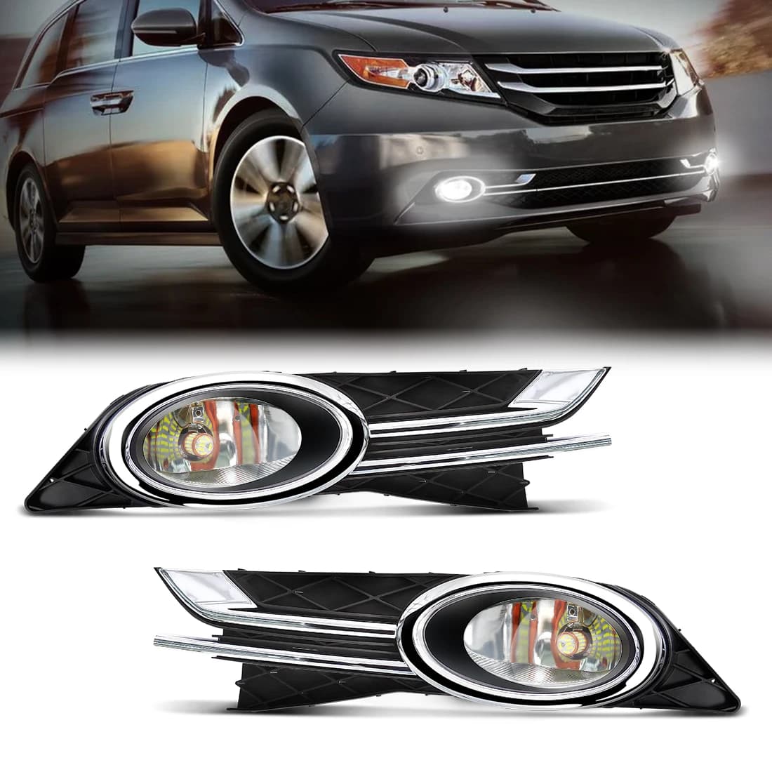 Gruppo fendinebbia a LED per Honda Odyssey 2014 2015 2016 2017 Fendinebbia anteriori Fendinebbia alogeni con filo di copertura Accessori auto