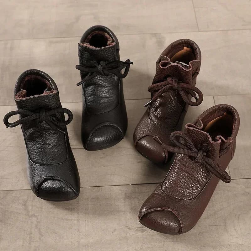 Birkuir Retro Ankle Boots For Women Genuine Leather Lace Up Soft Soles Comfort Flats Shoes 2025 Luxury Short Boots For Ladies