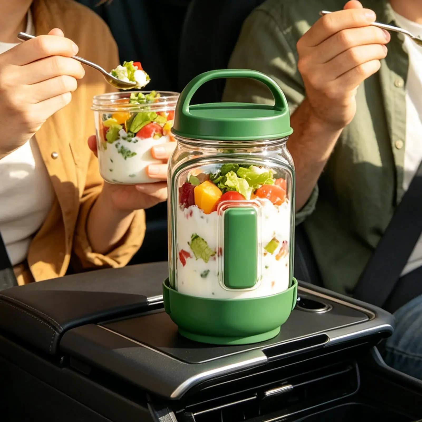 Contenitore per Insalata Portatile, Contenitori Ermetici per Alimenti, Contenitore per Conservazione Cibo per Casa, Cucina, Asilo Nido, Preparazione Pasti, Viaggi