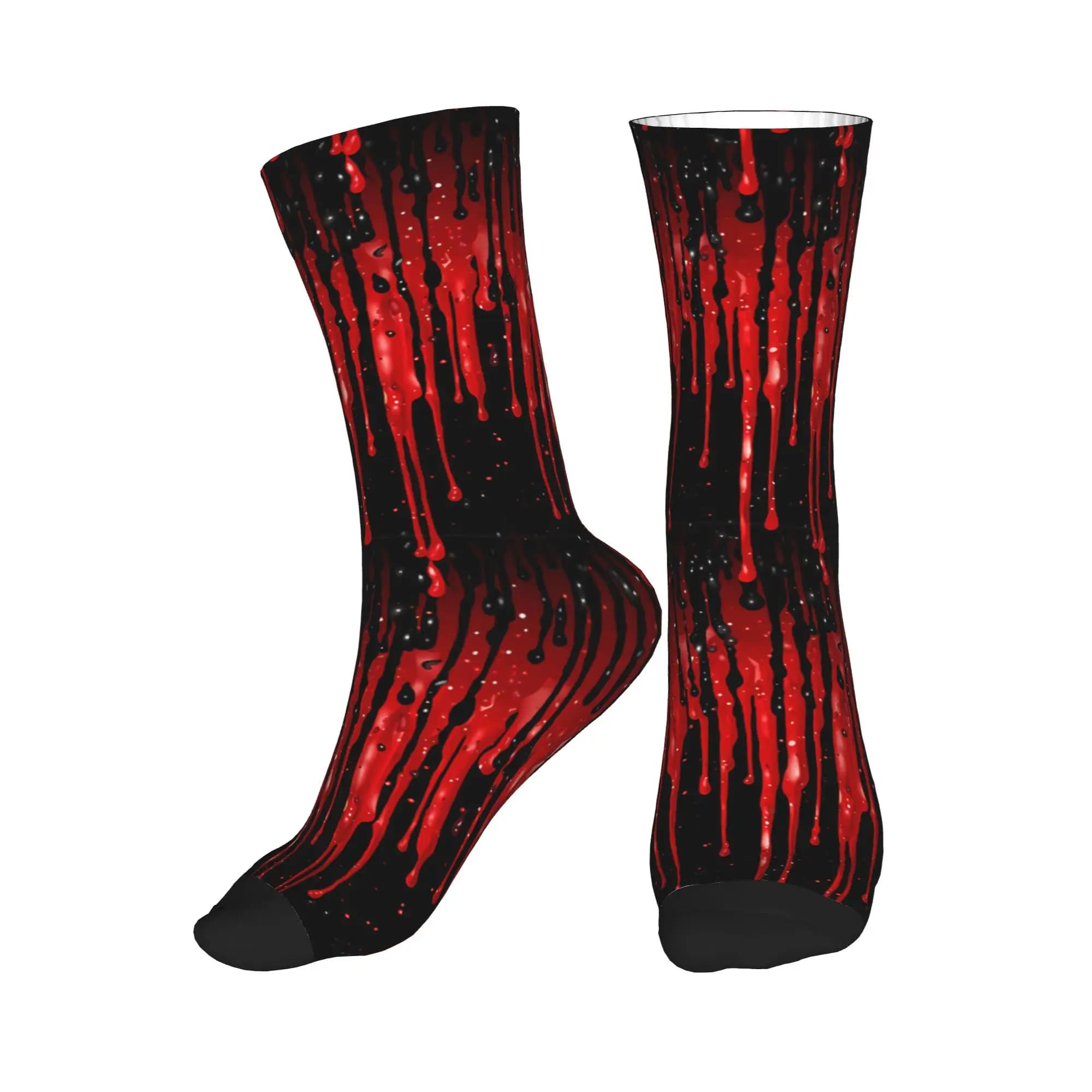 Calzini da uomo e da donna con motivo liquido rosso gocciolante, calzini unisex con stampa 3D