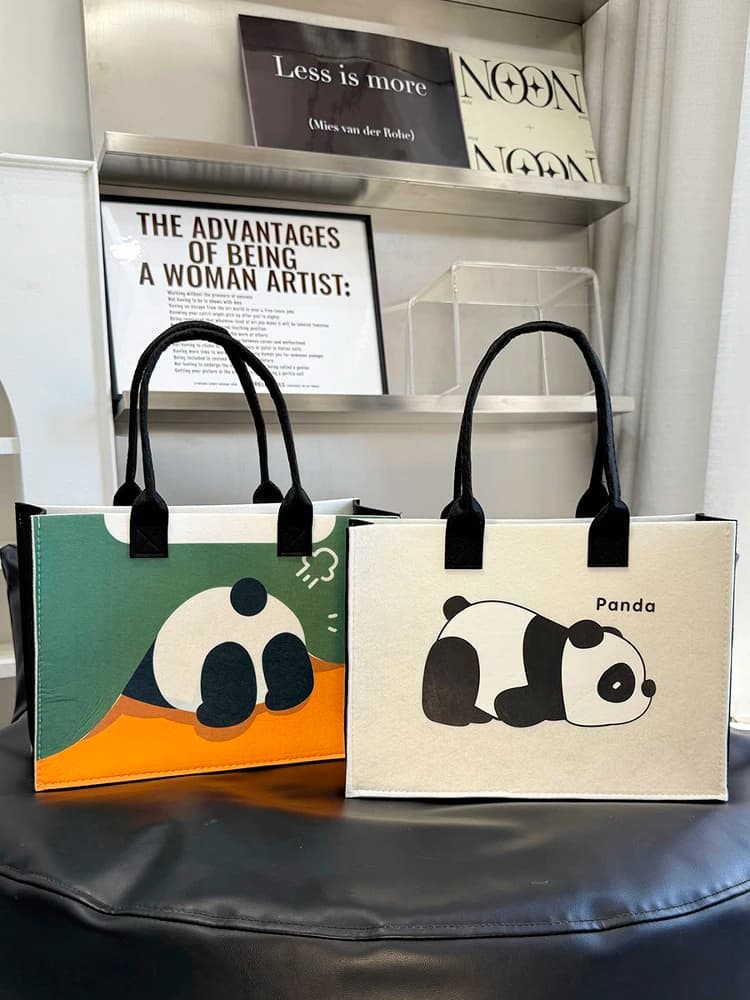 Grande borsa Faionable Plu Panda Flower Borsa op ecologica Design cartoon Borsa a tracolla alla moda giovanile