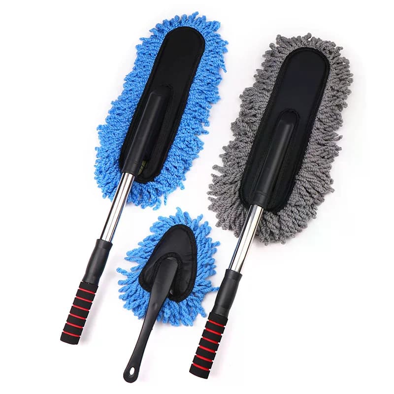 Spazzole per la pulizia con manico lungo, spazzola per la pulizia interna ed esterna dell'auto, mocio per lavaggio auto, per lavaggio, asciugatura, ceratura, rimozione polvere